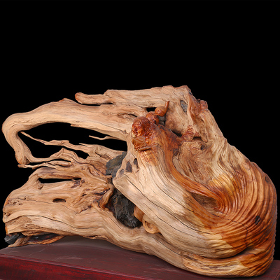 一木優(yōu)居根雕大師手工雕刻崖柏《自得其樂》自然異性店鋪禪意擺件