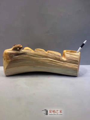 崖柏根雕筆筒《一帆風順》 精美寓意，伴學子揚帆起航